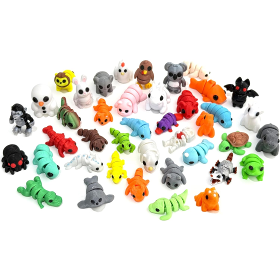 41pcs Mini Animal Figurines Set,3D Printed Little Animals Articulated Flexible Fidget Toy,Mini Animal Figurines Toy,Cute Animal Toys for Home, Office, Decor