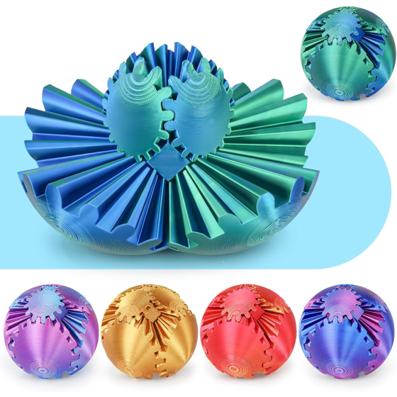 Gear Ball 3D Printed Cube Fidget Toy,Gear Sphere Fidget Toys,Sensory Toys for Stress and Anxiety Relief, Desk Toy Fidget Spinners,Stocking Stuffers for Adults & Kids Gift